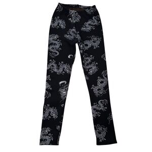 AE Just Cozy Dragon Print Fleece Lined Leggings Y2K Goth Grunge Womens Sz XS/S